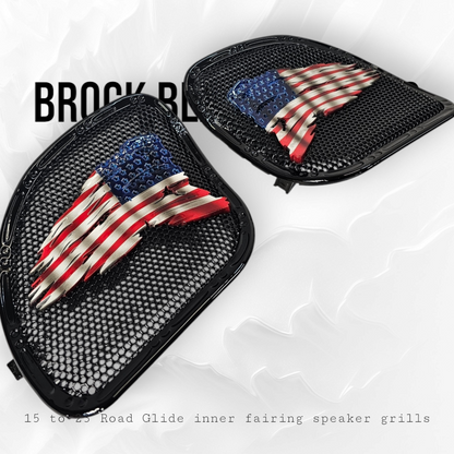 98-2024+ Road Glide 3D tattered flag speakers grill covers set