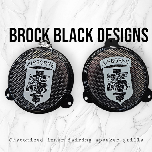 97-25+ Harley inner 3D SOUTHERN EUROPEAN TASK FORCE Airborne speakers grill covers set