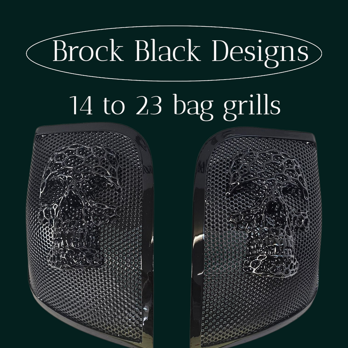14-24 Harley Davidson bag lid Speaker Grill Cover webbed skull