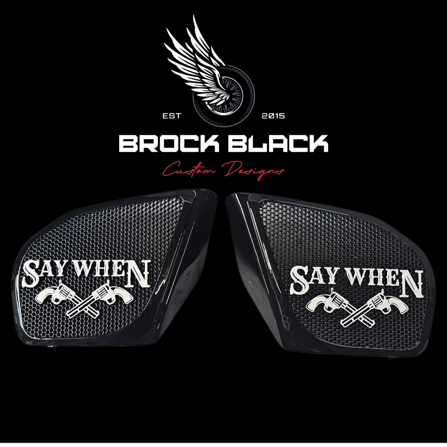 98 to 2024+ Road Glide 3D Say When speakers grill covers set