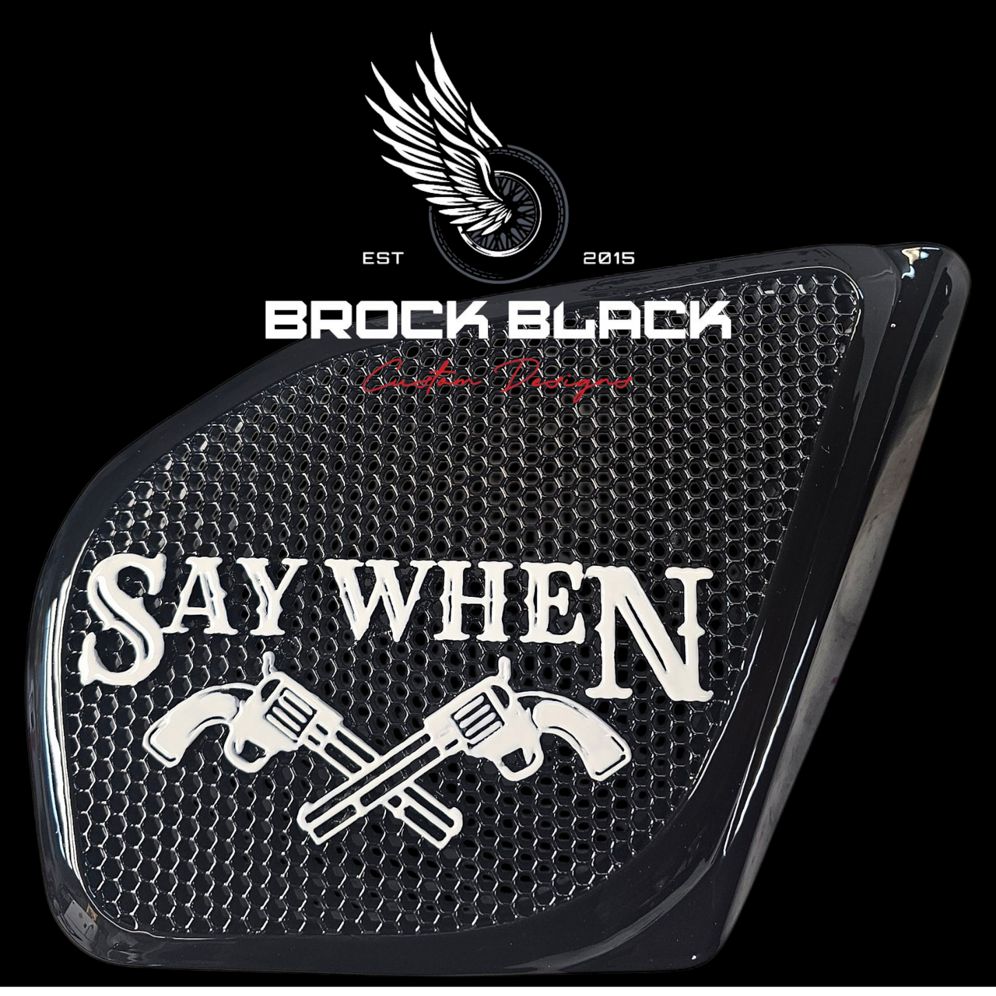 98 to 2024+ Road Glide 3D Say When speakers grill covers set