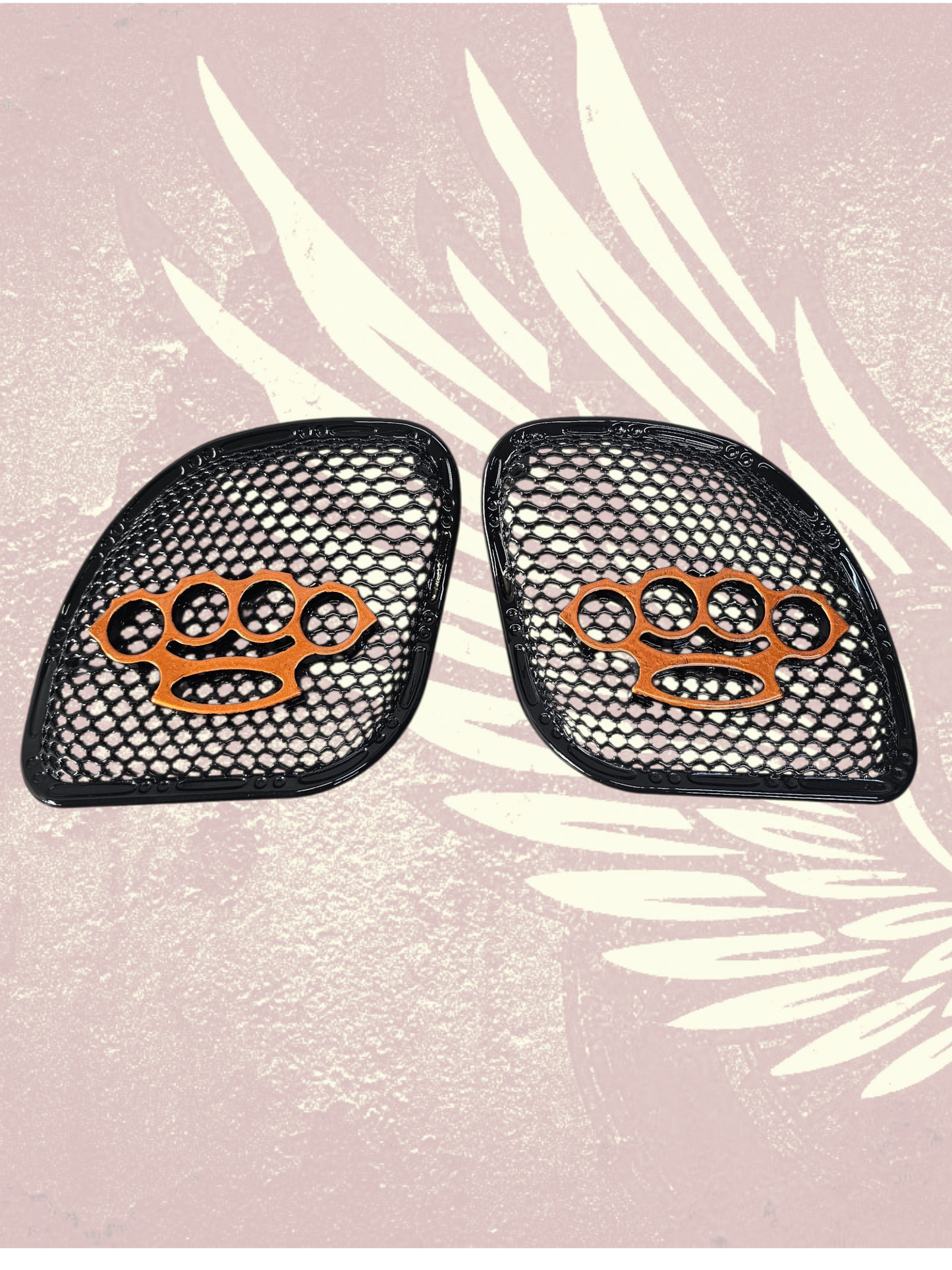 98-2024+ Road Glide 3D brass knuckles speakers grill covers set