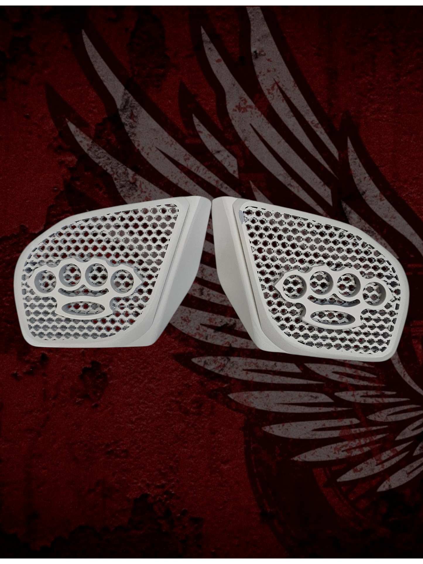 98-2024+ Road Glide 3D brass knuckles speakers grill covers set