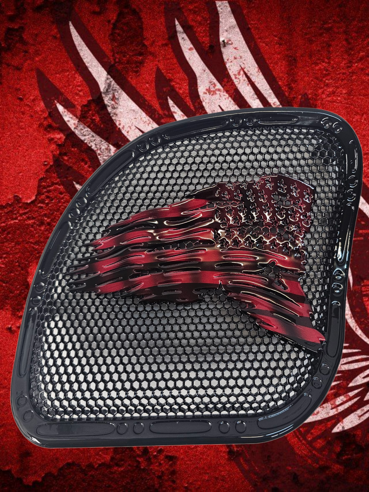 98-2024+ Road Glide 3D tattered flag speakers grill covers set