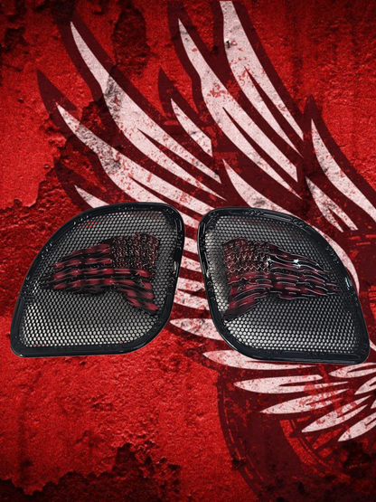 98-2024+ Road Glide 3D tattered flag speakers grill covers set