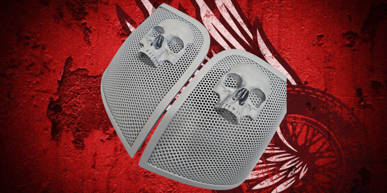 14-24 Harley Davidson bag lid Speaker Grill Cover Ancient Skull