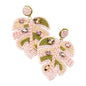 Felt Back Stone Embellished Seed Beaded Leaf Dangle Earring