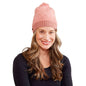 Trendy Face Mask Holder Button Cable Knit Pom Pom Beanie Hat
