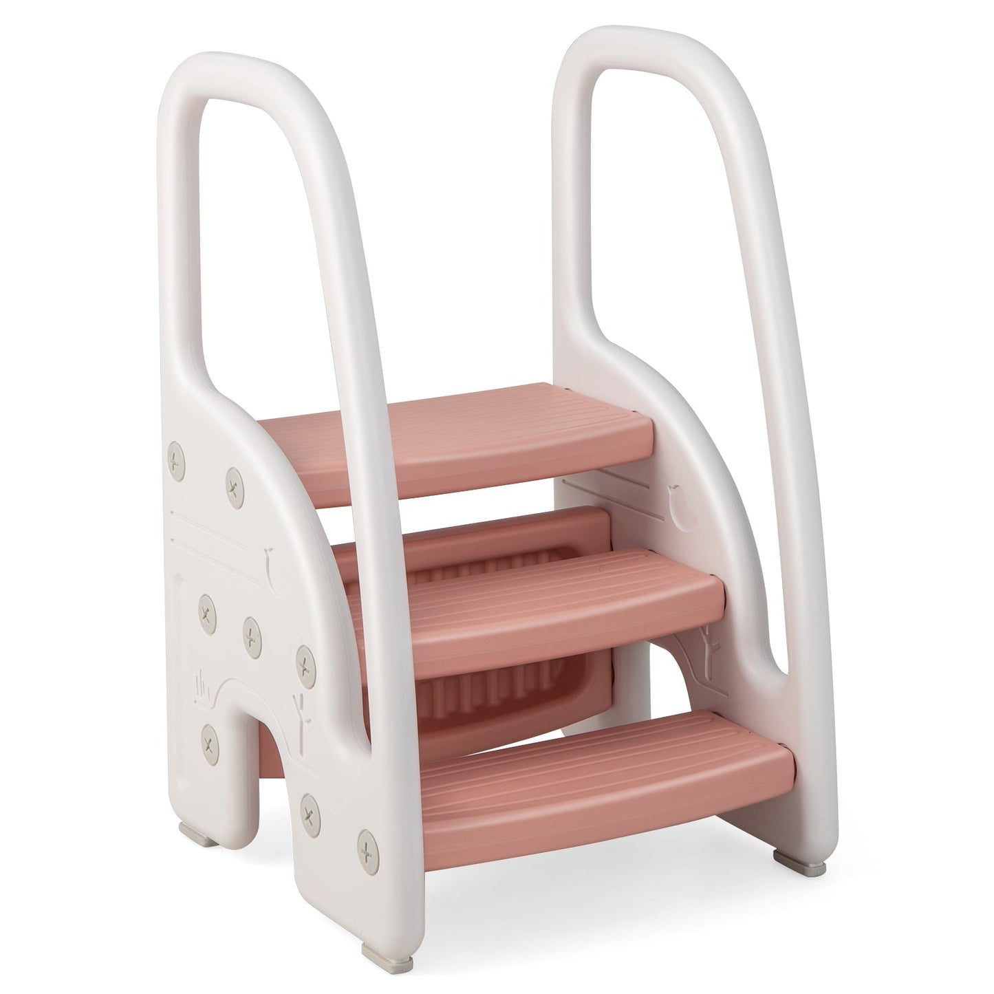 3-Step Stool with Safety Handles and Non-slip Pedals for Toddlers