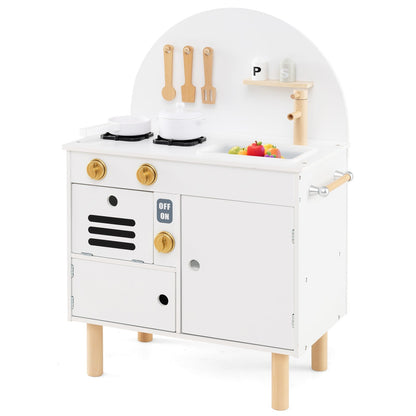 Play Kitchen for Kids Wooden Kitchen Playset with Stoves Faucet Sink Microwave and Oven