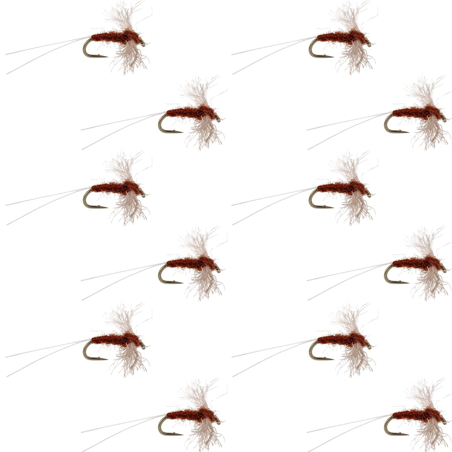 Poly Wing Rusty Spinner Mayfly 12 Flies Hook Size 14