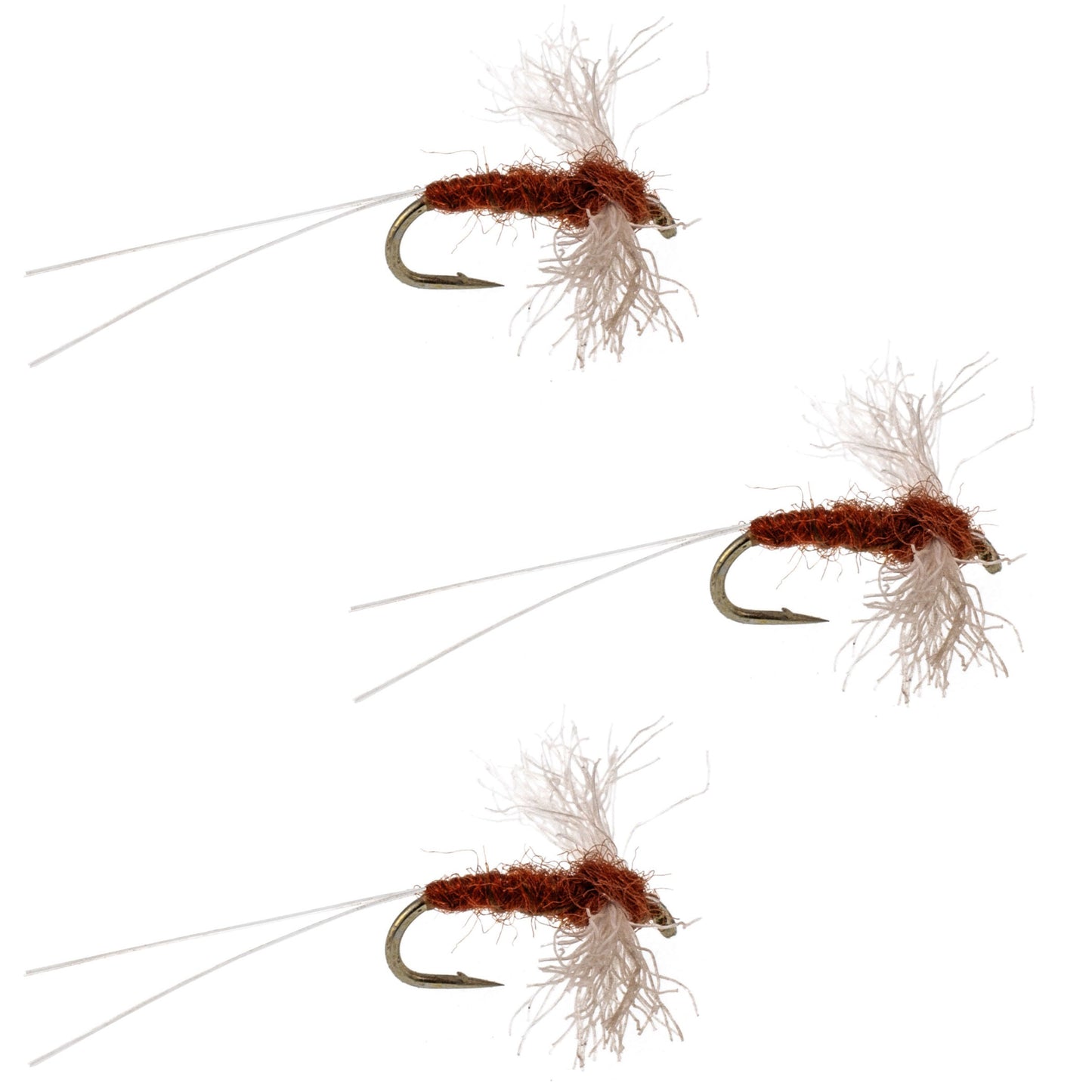 3 Pack Poly Wing Rusty Spinner Mayfly Flies Hook Size 22