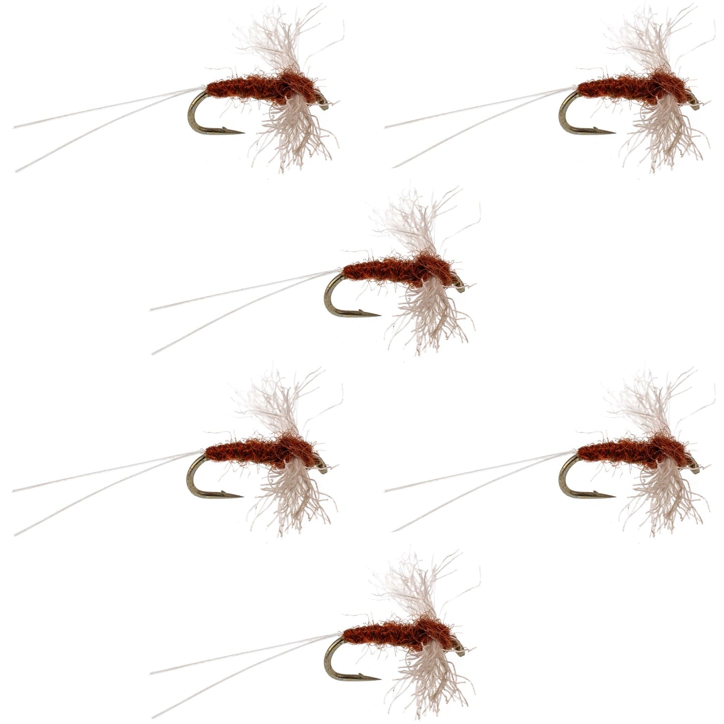 Poly Wing Rusty Spinner Mayfly 6 Flies Hook Size 14
