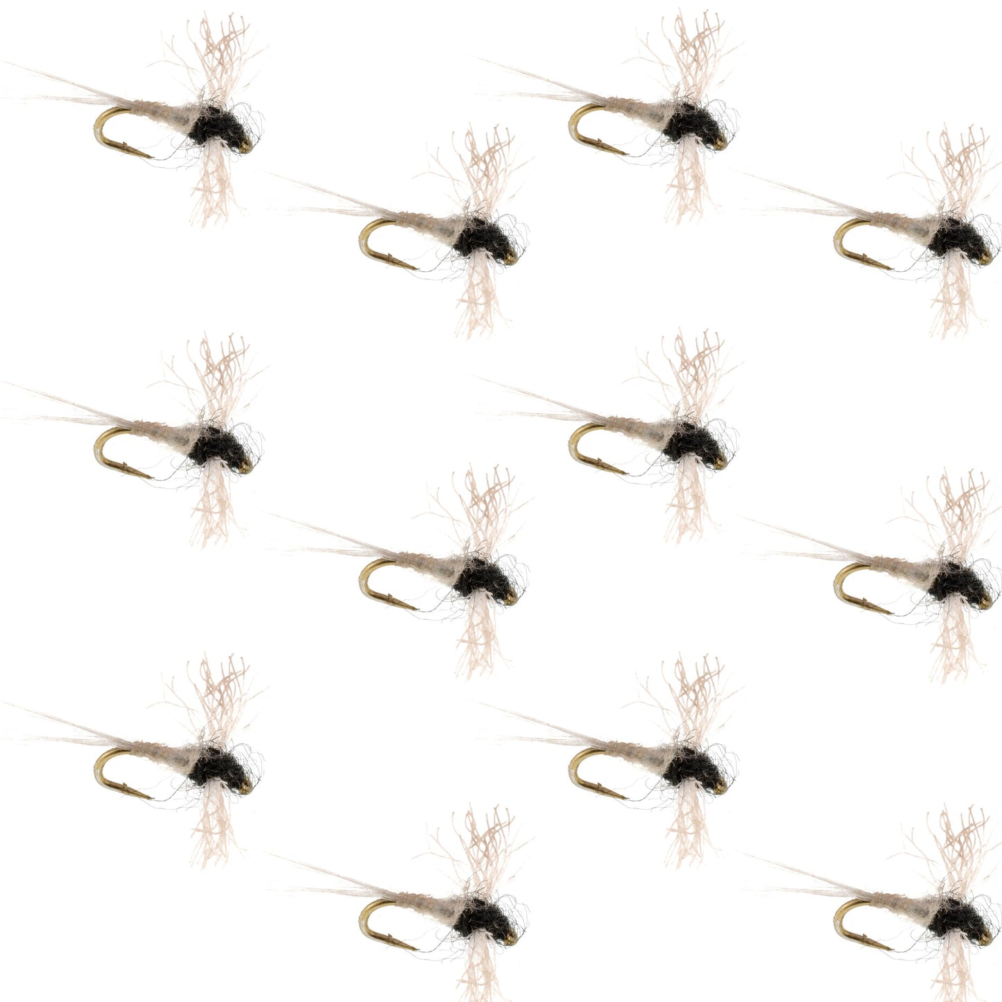 Z-Lon Wing Trico Spinner Kapok Body Hook 12 Flies Size 24