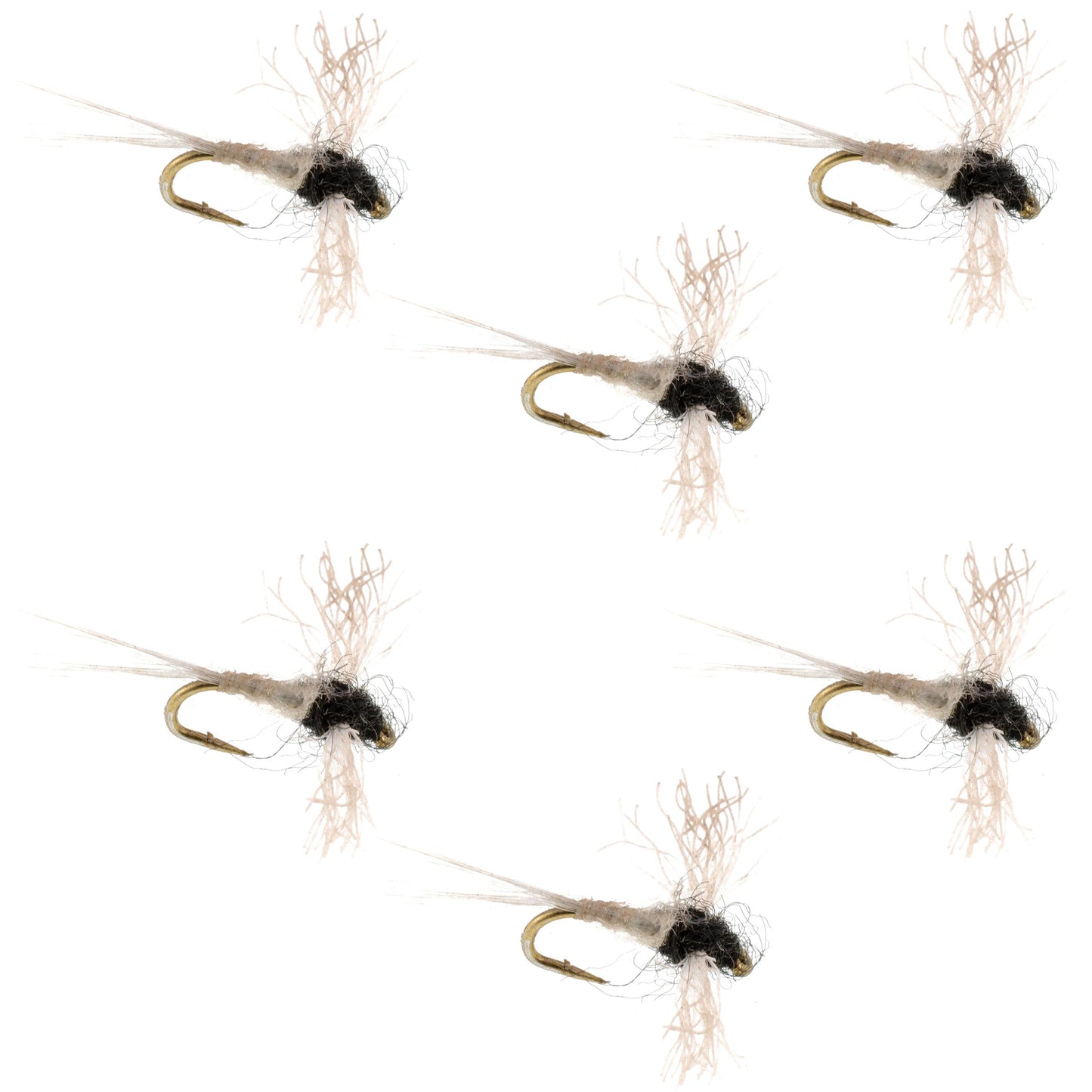 Z-Lon Wing Trico Spinner Kapok Body Hook 6 Flies Size 22