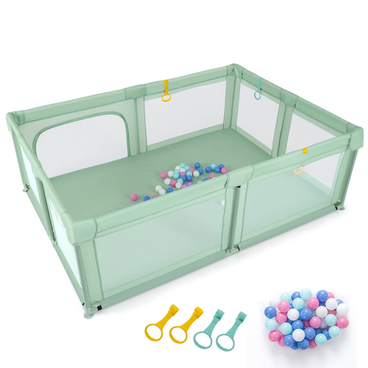 Baby Playpen with 50 Ocean Balls and Breathable Mesh
