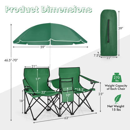 Portable Folding Picnic Double Chair