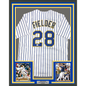 Framed Autographed/Signed Prince Fielder 35x39 Milwaukee White Pinstripe Baseball Jersey JSA COA