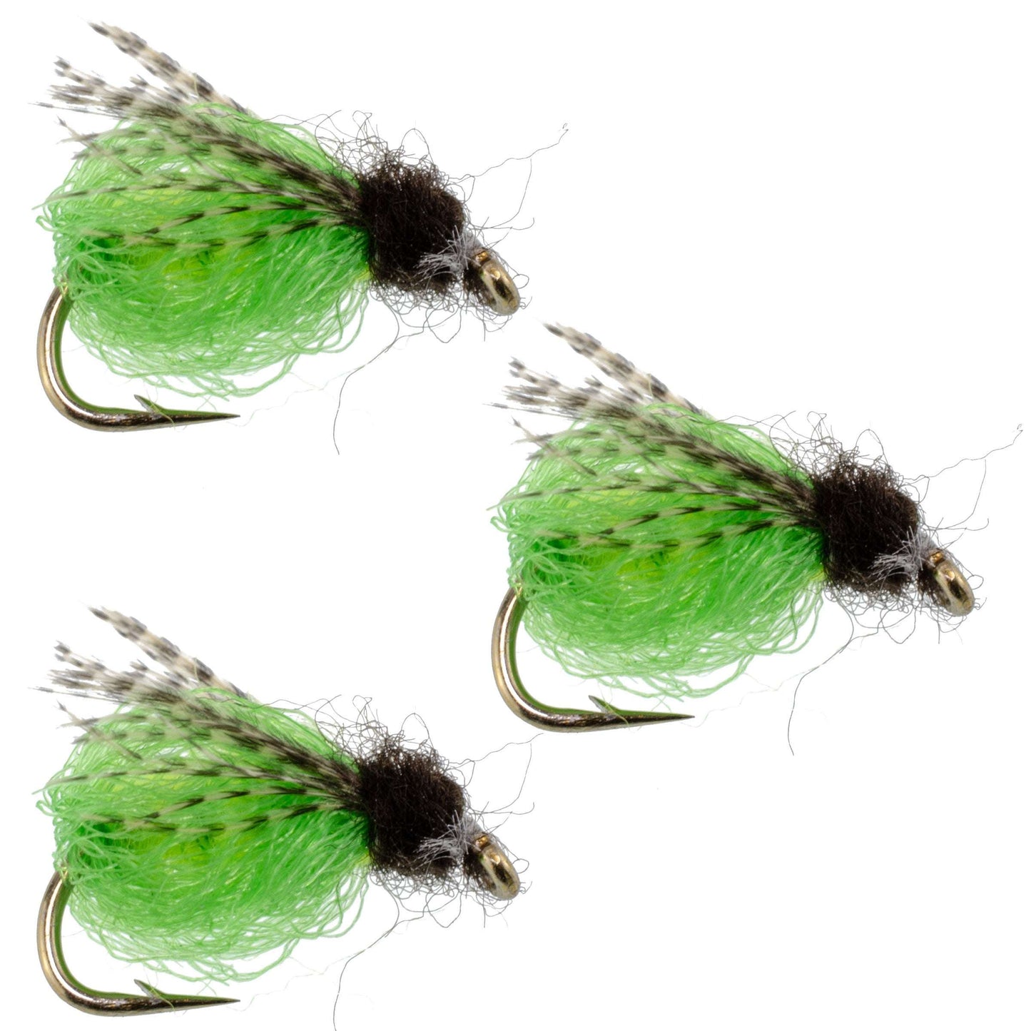 3 Pack LaFontaine Bright Green Deep Sparkle Caddis Pupa - Hook Size 18