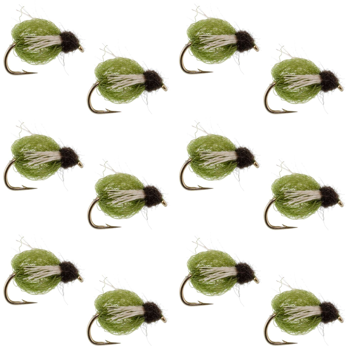 LaFontaine Olive Deep Sparkle Caddis Pupa - 1 Dozen Flies Hook Size 12