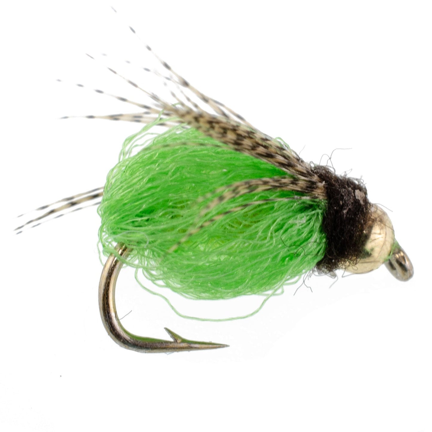 3 Pack Bead Head LaFontaine Bright Green Deep Sparkle Caddis Pupa - Hook Size 14