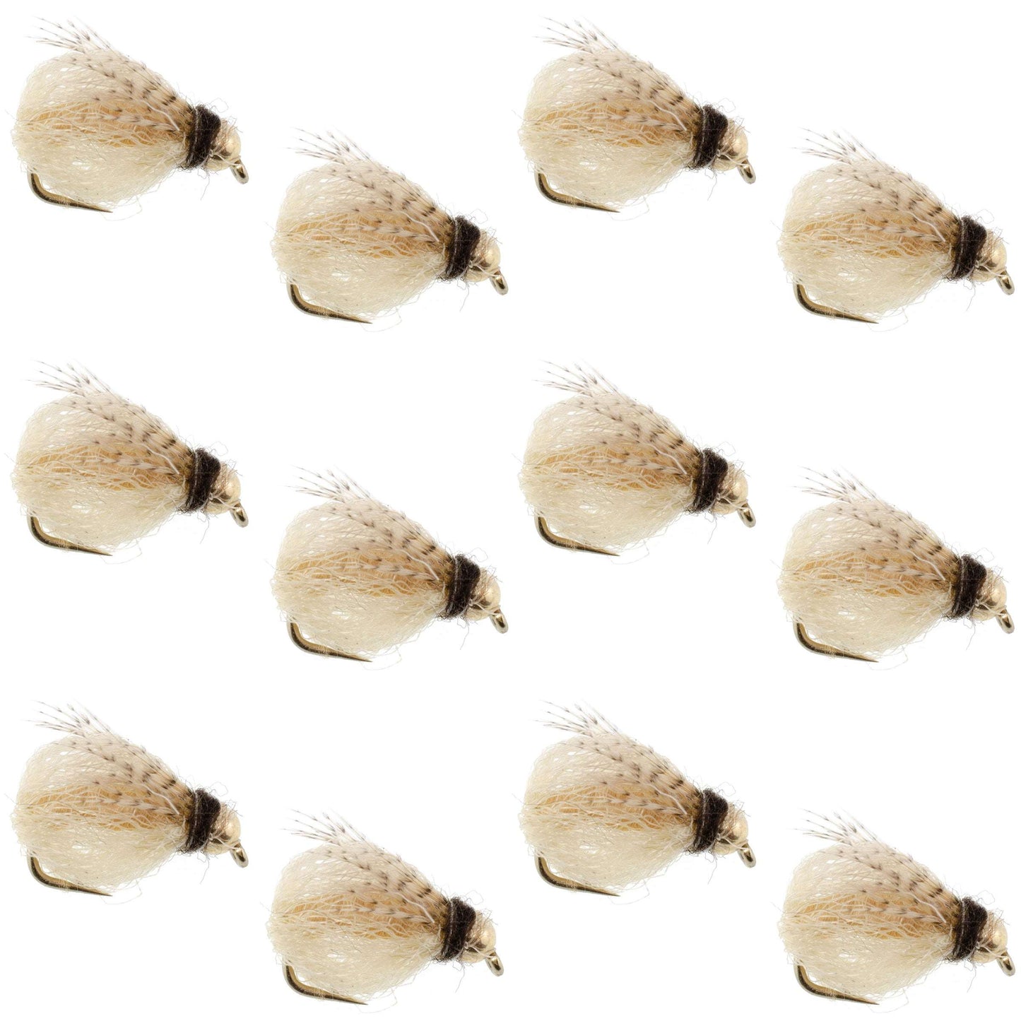 Bead Head LaFontaine Tan Deep Sparkle Caddis Pupa - 12 Flies Size 12