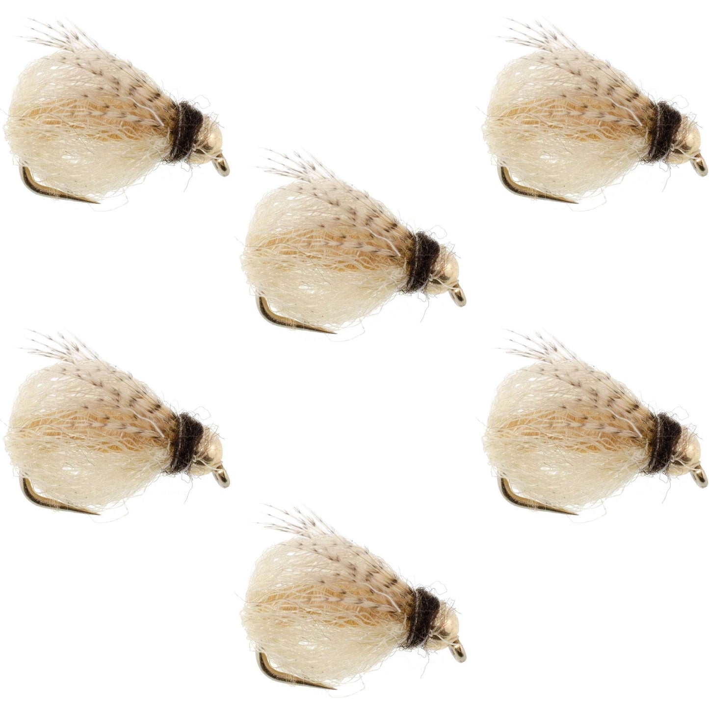 Bead Head LaFontaine Tan Deep Sparkle Caddis Pupa - 6 Flies Hook Size 18