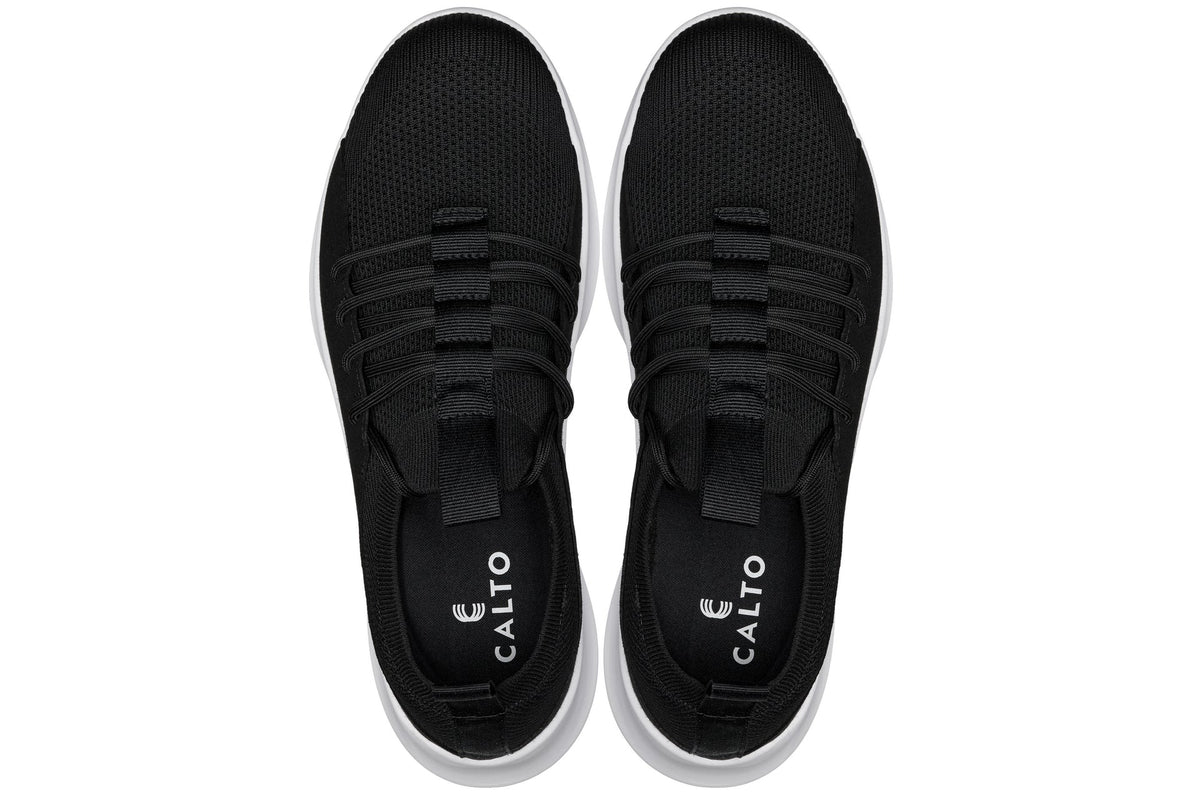 CALTO - Q132 - 2.4 Inches Taller (Black/White Sole) - Ultra Lightweight Sneakers