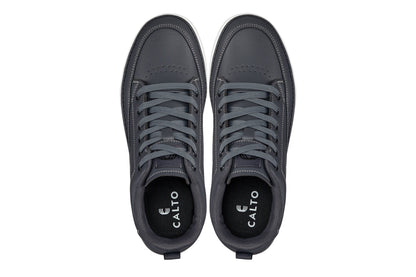 CALTO - Q273  - 2 Inches Taller (Cement Grey) -Elevated Leatherette Micro-Perforated Sneakers
