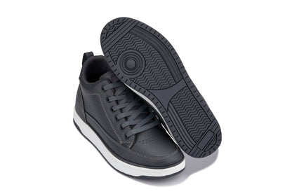 CALTO - Q273  - 2 Inches Taller (Cement Grey) -Elevated Leatherette Micro-Perforated Sneakers