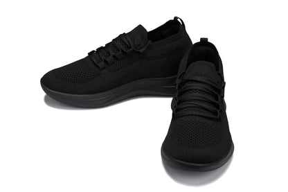 CALTO - QA060 - 2.4 Inches Taller (Black/Black Sole) - Lightweight Knitted Sneakers