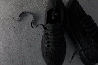 CALTO - QA060 - 2.4 Inches Taller (Black/Black Sole) - Lightweight Knitted Sneakers