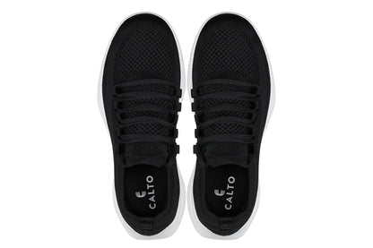 CALTO - QA062 - 2.4 Inches Taller (Black/White Sole) - Lightweight Knitted Sneakers