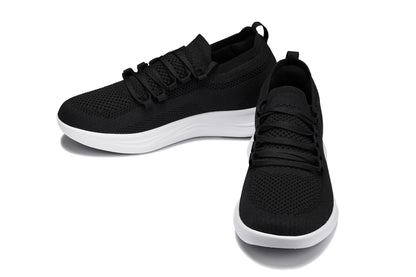 CALTO - QA062 - 2.4 Inches Taller (Black/White Sole) - Lightweight Knitted Sneakers