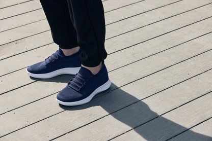 CALTO - QA063 - 2.4 Inches Taller (Navy/White Sole) - Lightweight Knitted Sneakers