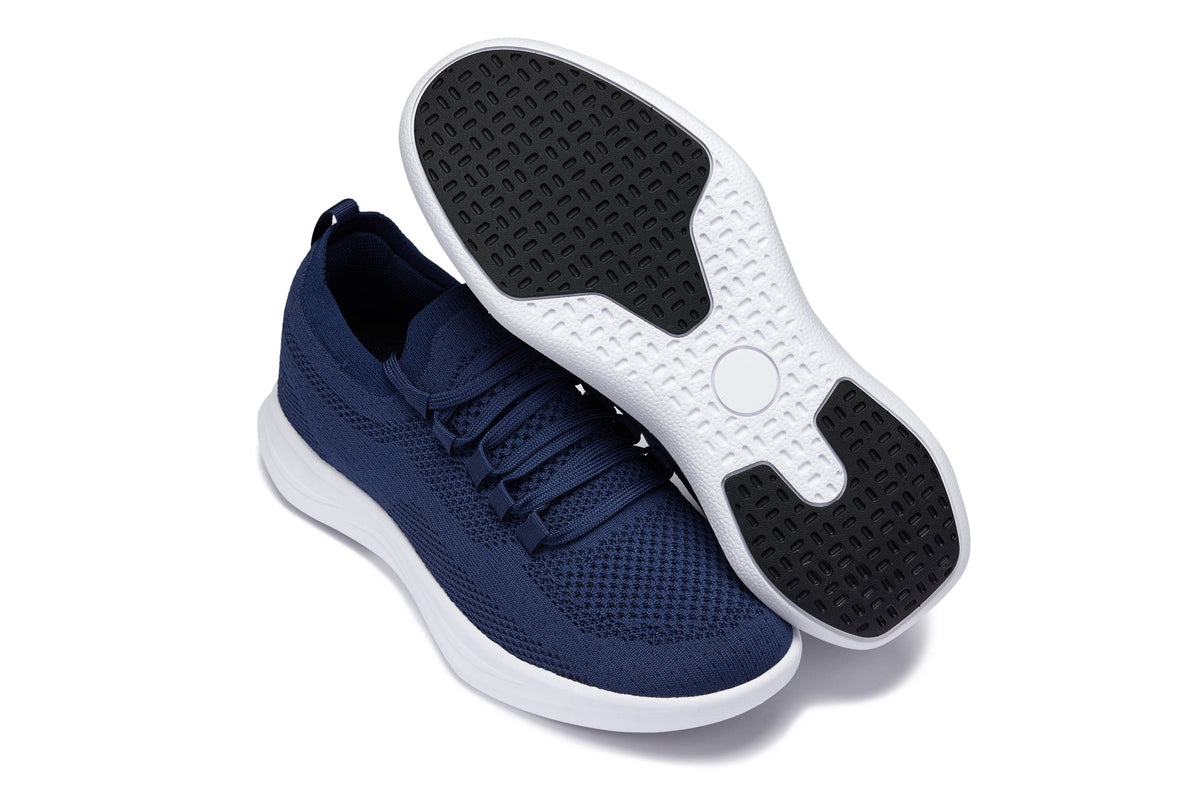 CALTO - QA063 - 2.4 Inches Taller (Navy/White Sole) - Lightweight Knitted Sneakers