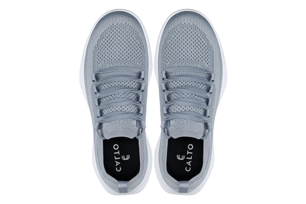 CALTO - QA065 - 2.4 Inches Taller (Grey/White Sole) - Lightweight Knitted Sneakers