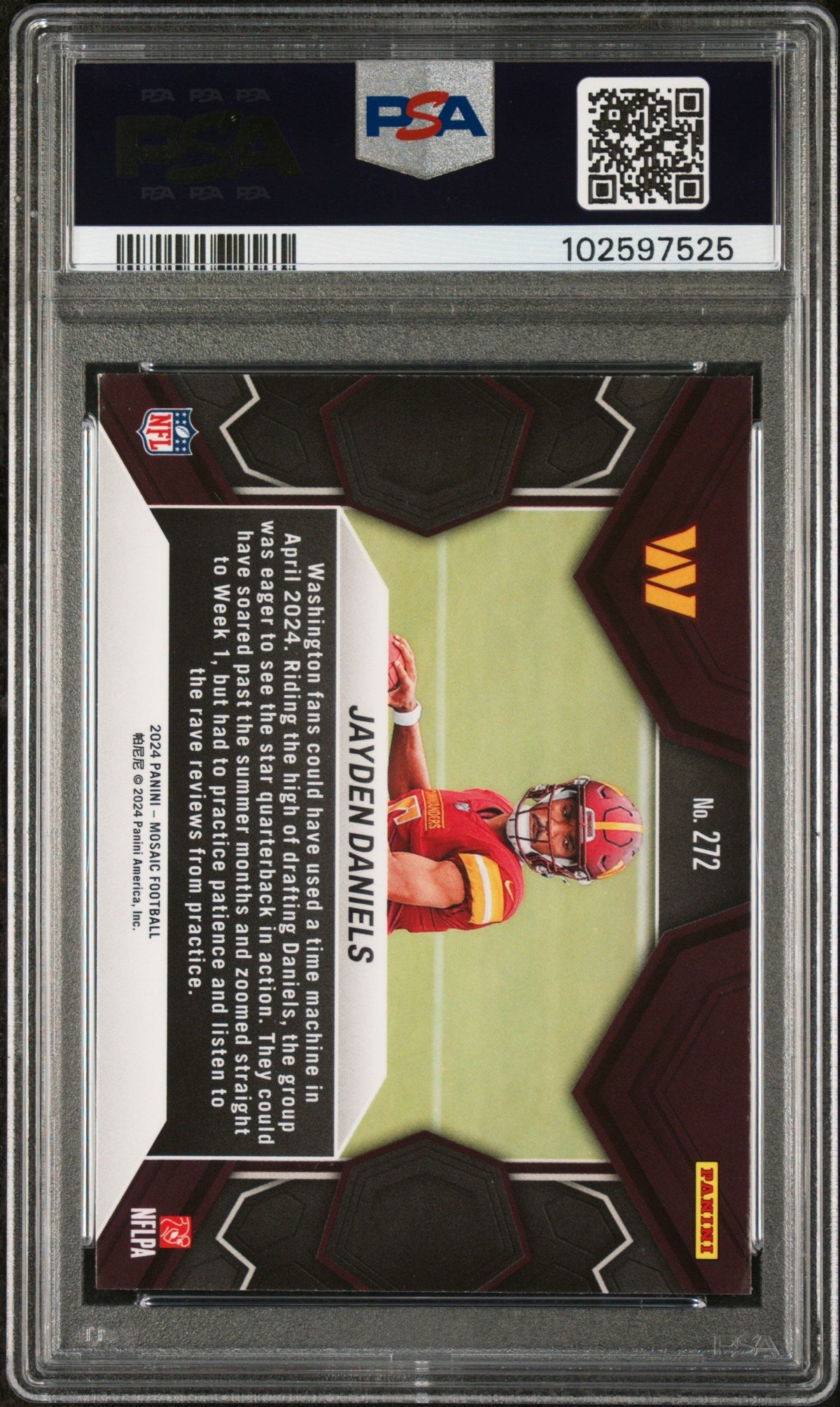 Graded 2024 Panini Mosaic Jayden Daniels #272 Rookie RC Football Card PSA 8 Near Mint