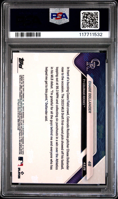 Graded 2025 Topps Now Chase Dollander #46 Gold Foil /50 Rookie RC Baseball Card PSA 10 Gem Mint