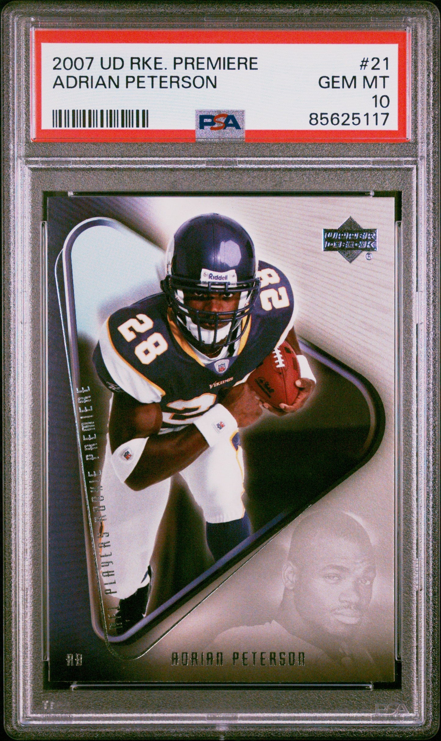 Graded 2007 Upper Deck Rookie Premiere Adrian Peterson #21 Rookie RC Football Card PSA 10 Gem Mint