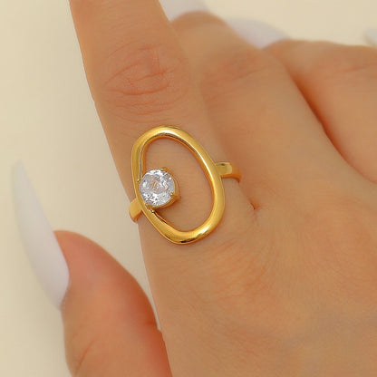 Stainless Steel Zircon Line Ring