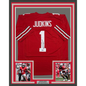 Framed Autographed/Signed Quinshon Judkins 35x39 Ohio State Red College Football Jersey Beckett BAS COA