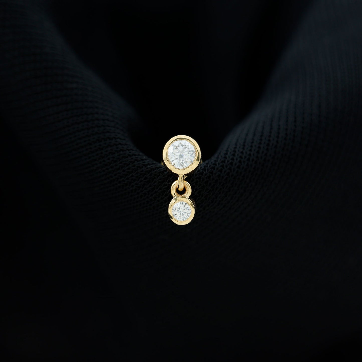 Bezel Set Round Moissanite Helix Drop Earring