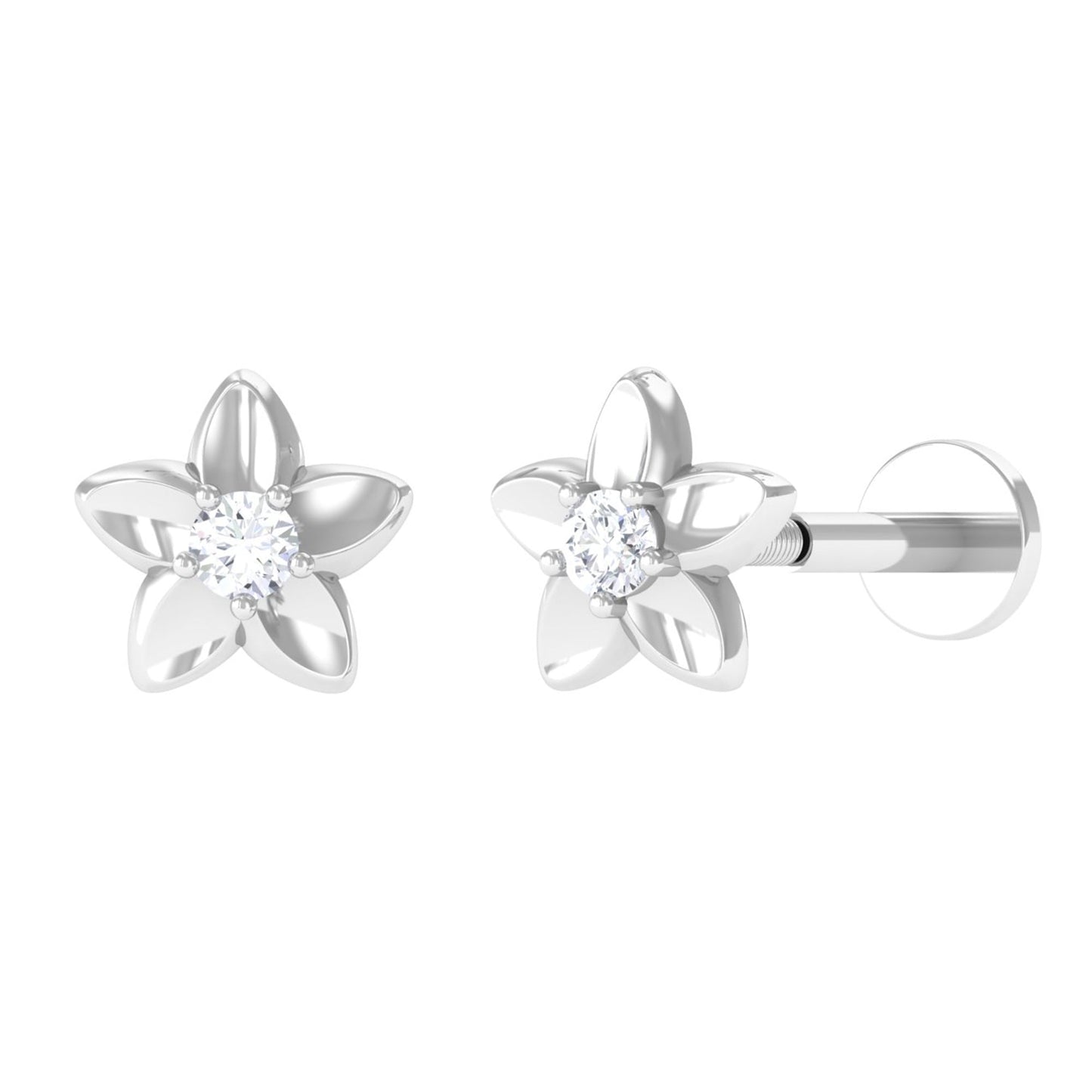 Nature Inspired Diamond Earring for Conch Piercing