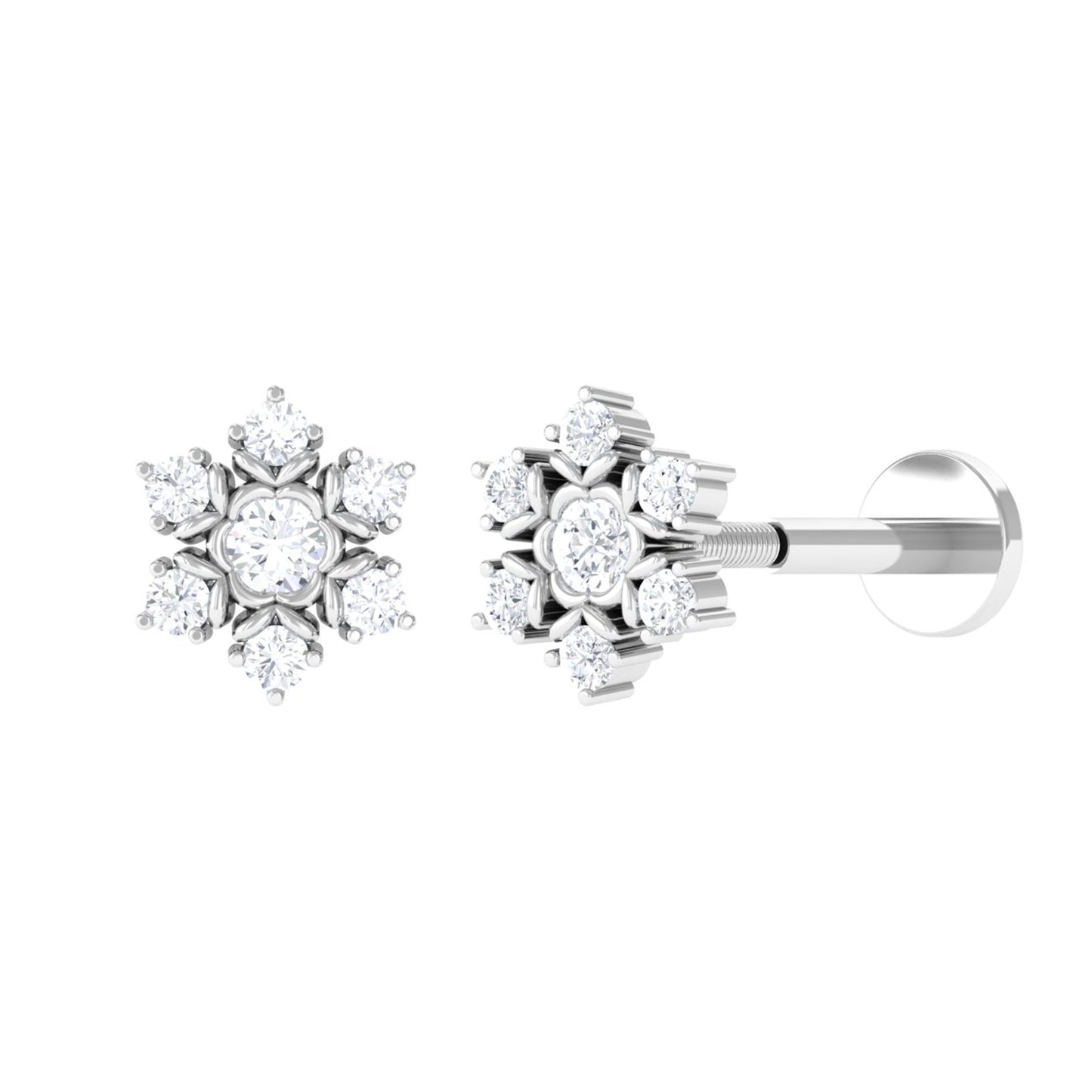 Nature Inspired Diamond Flower Earring for Helix Piercing