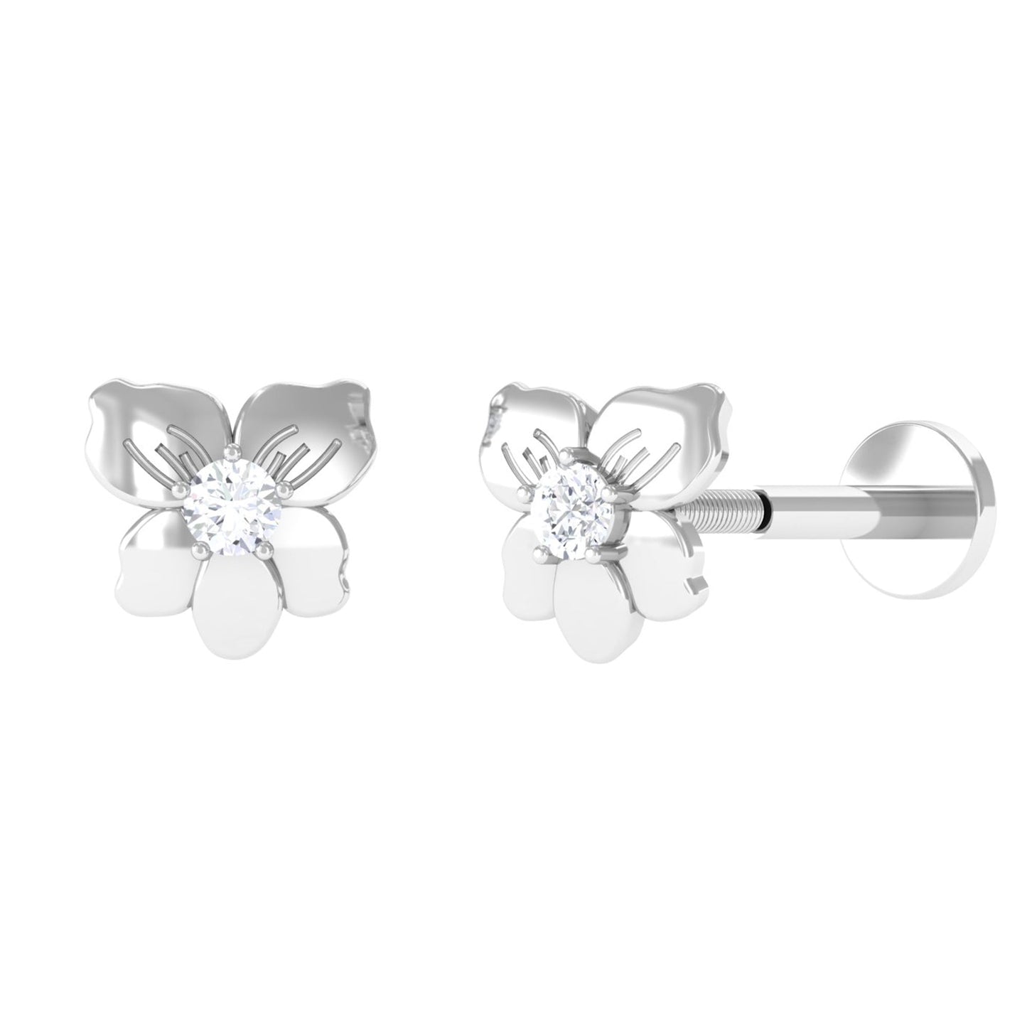 Nature Inspired Diamond Floral Helix Earring