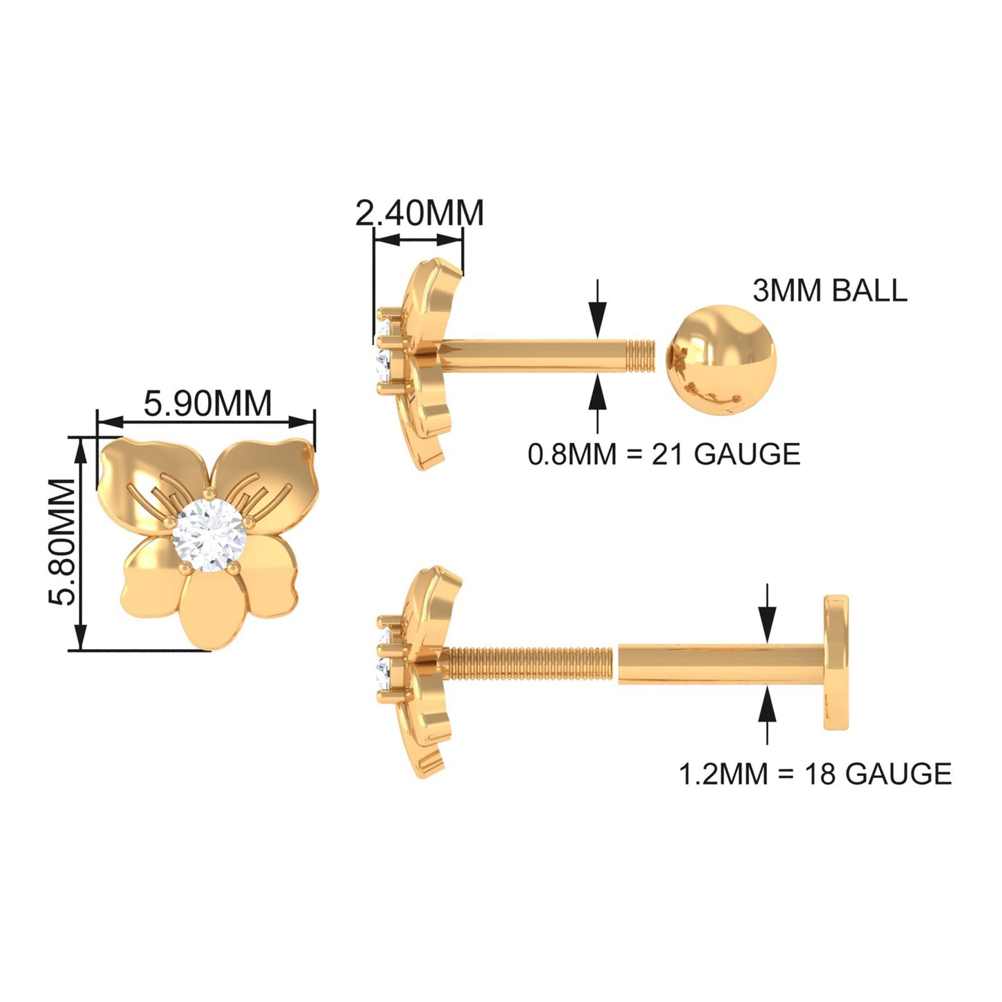 Nature Inspired Diamond Floral Helix Earring