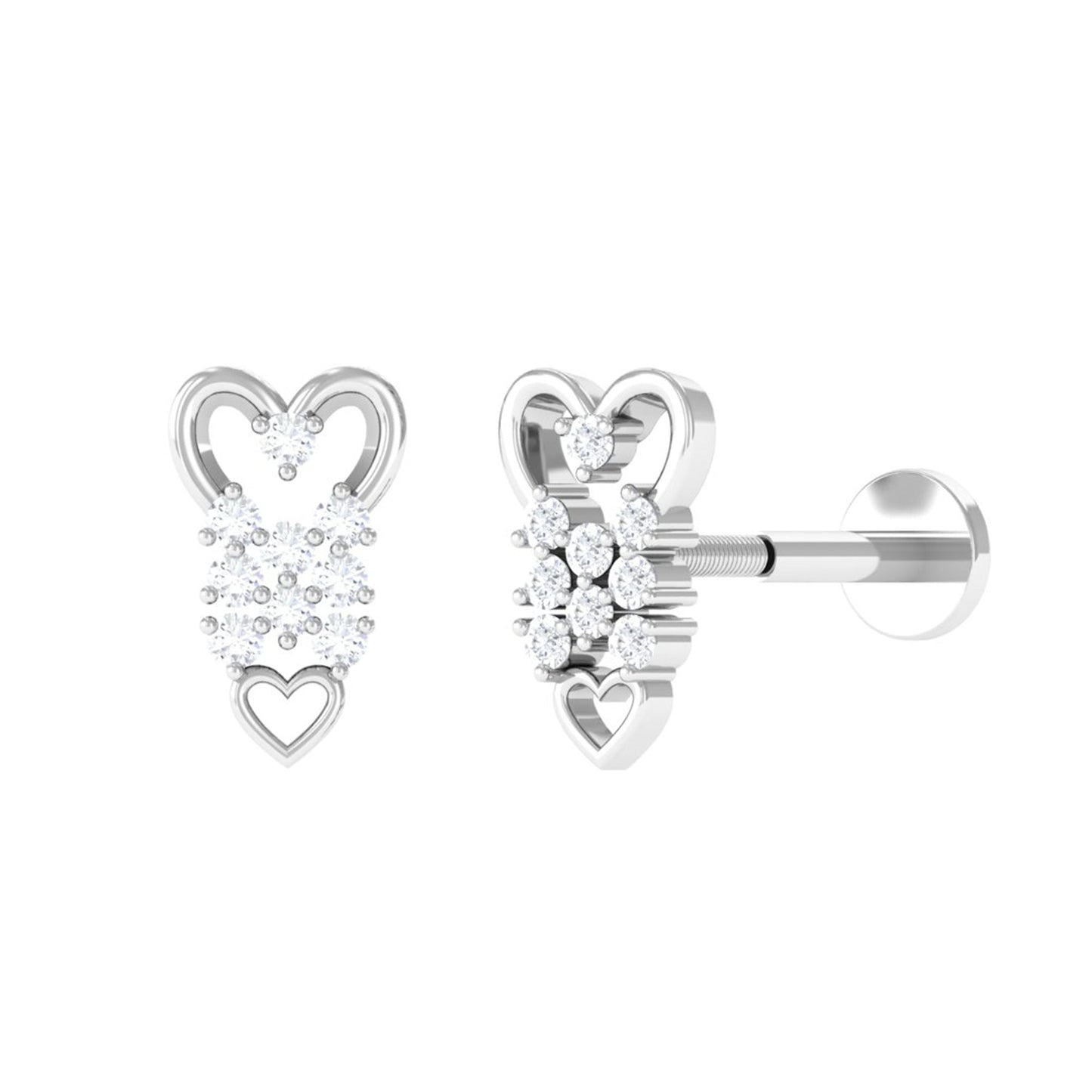 Diamond Heart Cartilage Earring