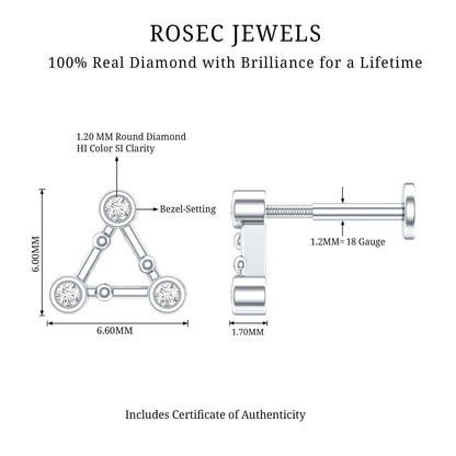 Diamond Open Triangle Earring for Conch Piercing