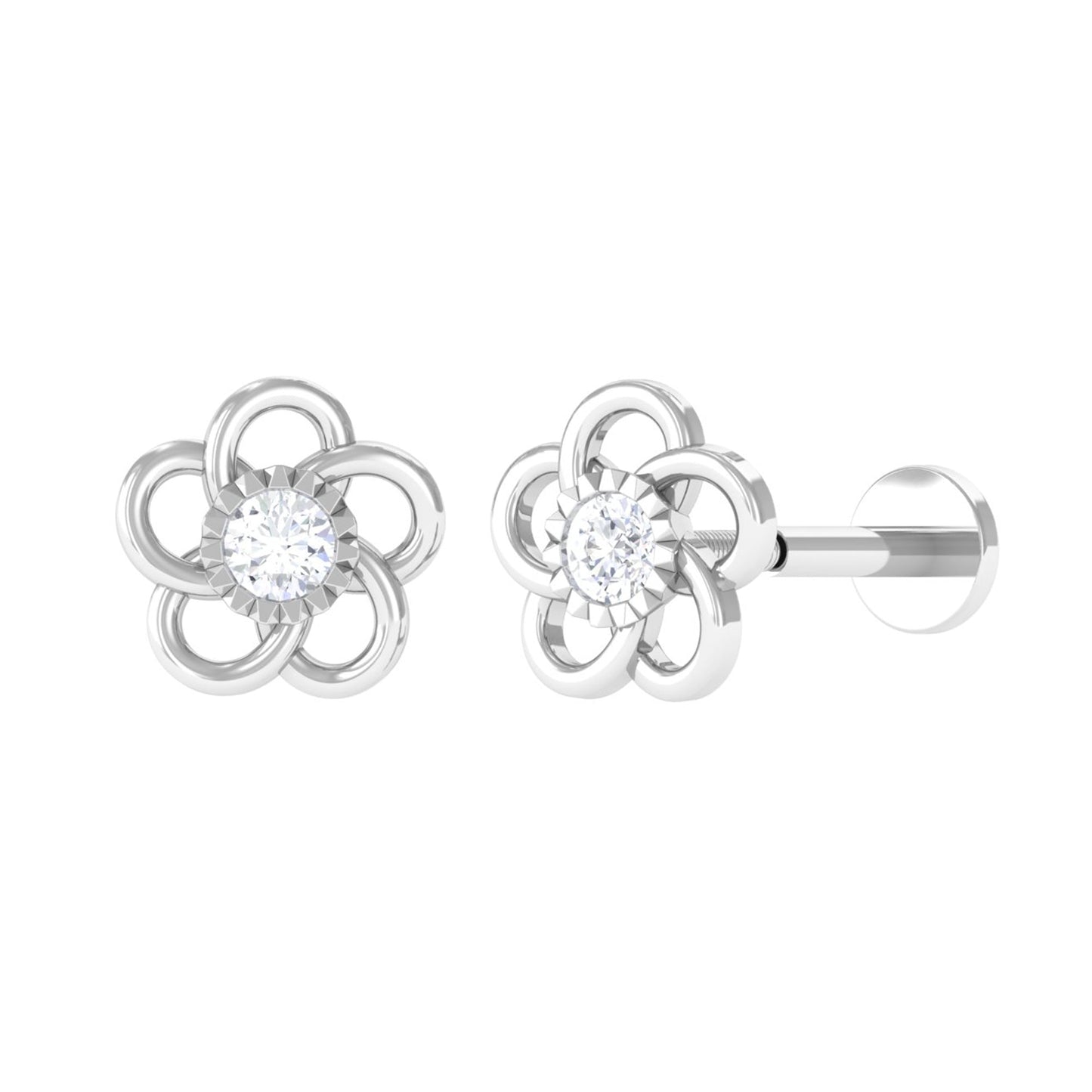 Diamond Flower Earring for Cartilage Piercing